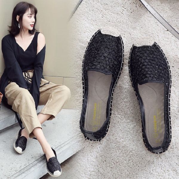 2020 summer new style hollow out feet soft bottom one pedal lazy flat fisherman shoes, Black
2020 summer new style hollow out feet soft bottom one pedal lazy flat fisherman shoes, Black