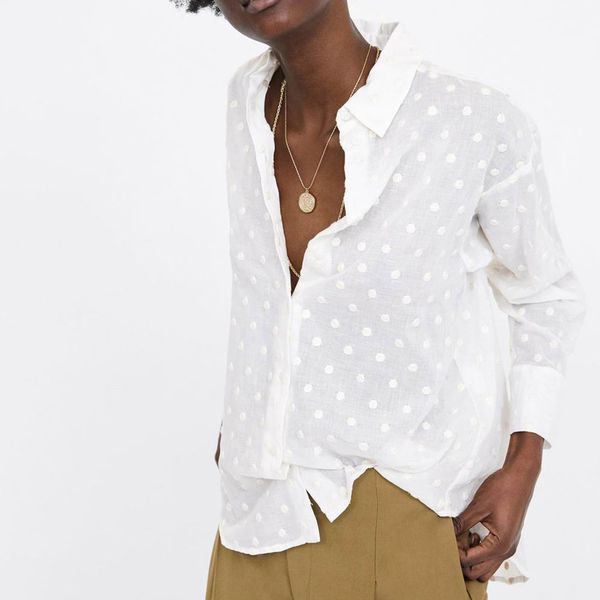 2019 za women cotton blouse turn down embroderied polka dot shirts blouses shirts womens v neck camisa blusas drop shipping, White
2019 za women cotton blouse turn down embroderied polka dot shirts blouses shirts womens v neck camisa blusas drop shipping, White