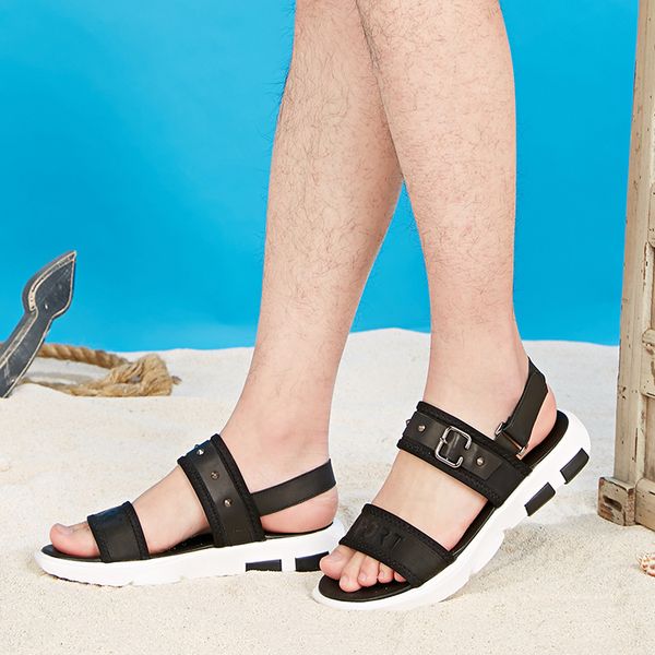 leather sandal for man summer flat heel simple design double straps sandals buckle stud decorated shoes slip-on zy504, Black
leather sandal for man summer flat heel simple design double straps sandals buckle stud decorated shoes slip-on zy504, Black