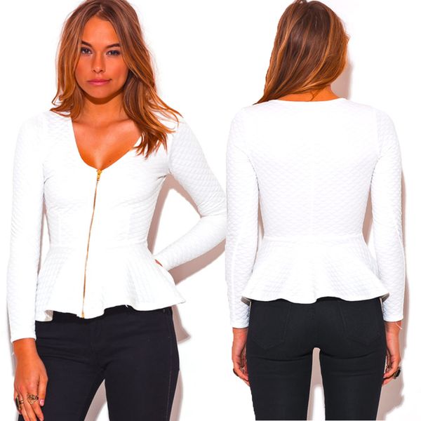 women spring autumn white female coats cotton casual denim jackets zipper long sleeves ruffled hem stretchy outerwear, Black;brown
women spring autumn white female coats cotton casual denim jackets zipper long sleeves ruffled hem stretchy outerwear, Black;brown