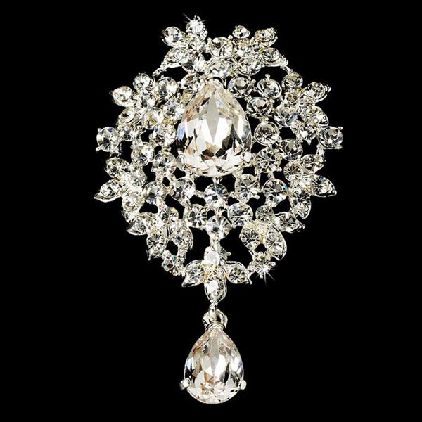 silver plated clear rhinestone diamante crystal dangle heart drop glass brooch for wedding, Gray
silver plated clear rhinestone diamante crystal dangle heart drop glass brooch for wedding, Gray