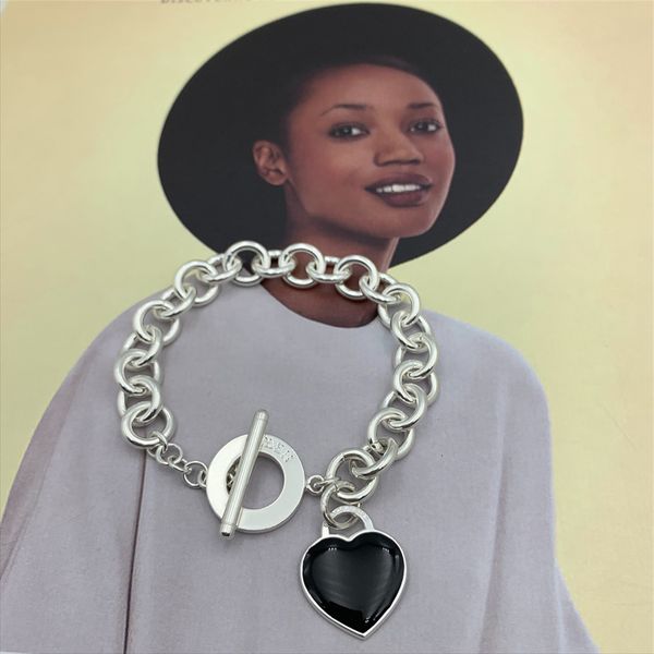 shinetung 100% s925 sterling silver circle clavicle chain heart shaped epoxy black bracelet girl high-end jewelry
shinetung 100% s925 sterling silver circle clavicle chain heart shaped epoxy black bracelet girl high-end jewelry