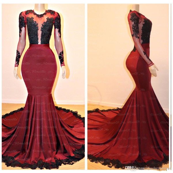 2019 black girls sheer long sleeves satin mermaid long prom dresses lace applique backless sweep train evening gowns vestidos de festa
2019 black girls sheer long sleeves satin mermaid long prom dresses lace applique backless sweep train evening gowns vestidos de festa