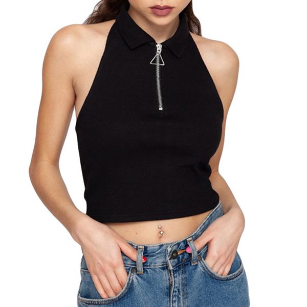 women's tanks & camis summer solid color hanging neck sleeveless comfortable soft casual lapel zipper navel short, White
women's tanks & camis summer solid color hanging neck sleeveless comfortable soft casual lapel zipper navel short, White