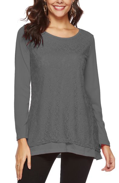 women's shirt lace carved solid color t-shirt round neck long sleeve top, White
women's shirt lace carved solid color t-shirt round neck long sleeve top, White