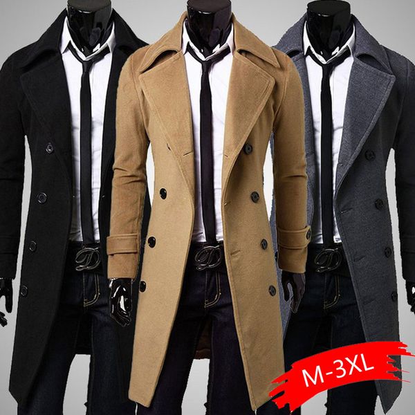 long slim men wool trench coat double-breasted lapel windbreaker male fashion autumn winter coat long design trench male, Black
long slim men wool trench coat double-breasted lapel windbreaker male fashion autumn winter coat long design trench male, Black
