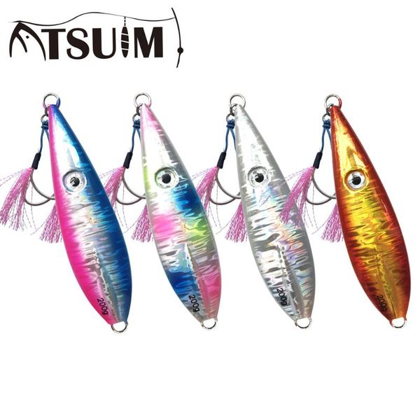 atsuim slow metal jigging with hooks sinking glow jigs 100g150g200g250g300g artificial bait saltwater falling hard lead lure 
atsuim slow metal jigging with hooks sinking glow jigs 100g150g200g250g300g artificial bait saltwater falling hard lead lure