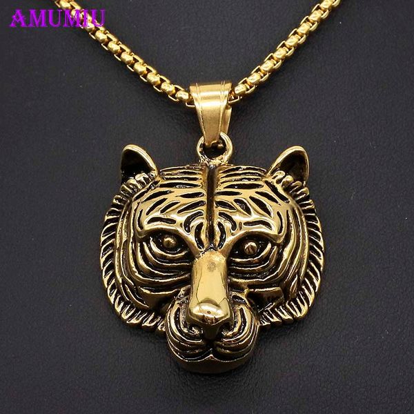 chains amumiu stainless steel chain trendy tiger head pendant necklace women jewelry punk gold necklaces men p121, Silver
chains amumiu stainless steel chain trendy tiger head pendant necklace women jewelry punk gold necklaces men p121, Silver