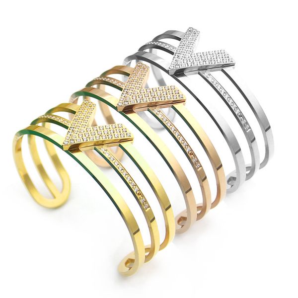 luxury cuff v letters love bracelets & bangles for women men stainless steel wristband rose gold crystal bangles bracelets jewelry wholesale, White
luxury cuff v letters love bracelets & bangles for women men stainless steel wristband rose gold crystal bangles bracelets jewelry wholesale, White