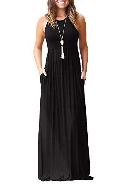 yaqkuoa women's sleeveless maxi dresses casual loose plain long dress with pockets, Black;gray
yaqkuoa women's sleeveless maxi dresses casual loose plain long dress with pockets, Black;gray