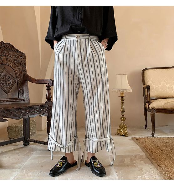 men stripe straight pant streetwear hip hop loose casual ribbons wide leg trousers male fashion japan style joggers sweatpants, Black
men stripe straight pant streetwear hip hop loose casual ribbons wide leg trousers male fashion japan style joggers sweatpants, Black