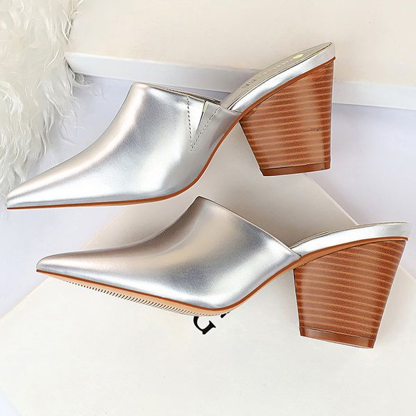 2020 summer slides women .5cm high heels block mules shales low heels slippers fetish chunky nude pointed stripper shoes, Black
2020 summer slides women .5cm high heels block mules shales low heels slippers fetish chunky nude pointed stripper shoes, Black