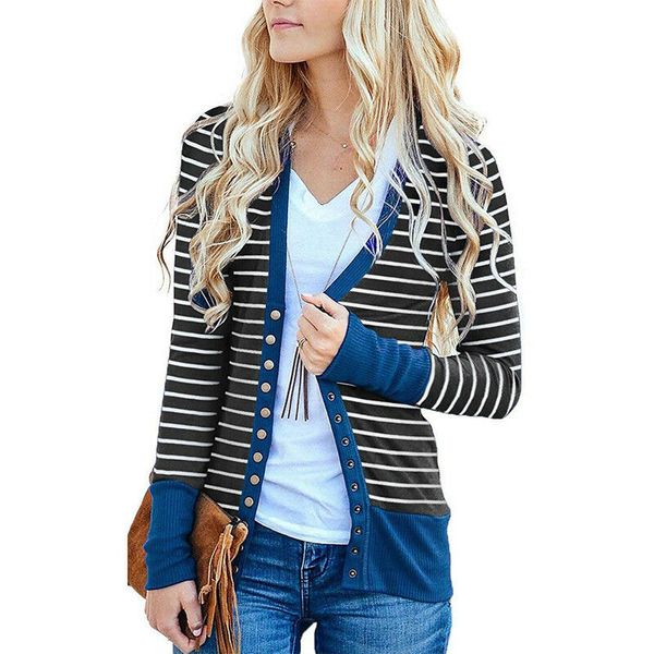 2019 casual new women sweater long sleeve striped cardigan knitwear jumper outwear coat sweaters, White
2019 casual new women sweater long sleeve striped cardigan knitwear jumper outwear coat sweaters, White