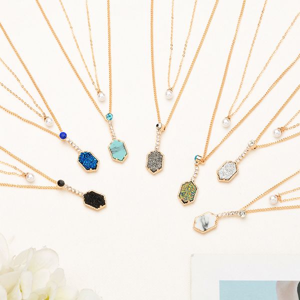 fashion popular drusy druzy necklace gold plated faux pearl gevometry resin stone drusy necklace for women jewelry, Silver
fashion popular drusy druzy necklace gold plated faux pearl gevometry resin stone drusy necklace for women jewelry, Silver