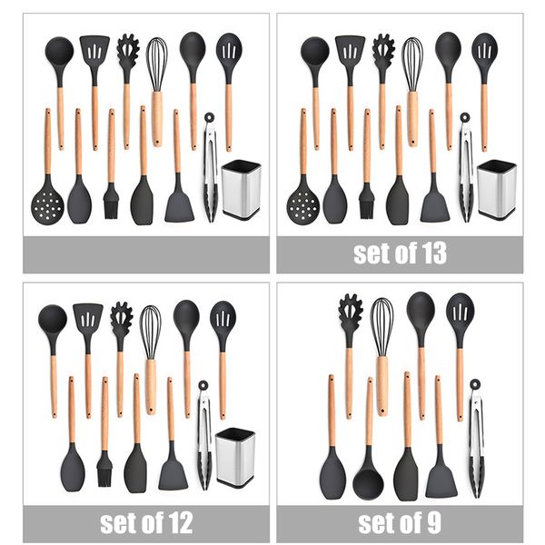 ne silicone kitchenware set nonstick cooking shovel spoon wooden handle cooking tool spatula kitchen gadgets utensil set
ne silicone kitchenware set nonstick cooking shovel spoon wooden handle cooking tool spatula kitchen gadgets utensil set