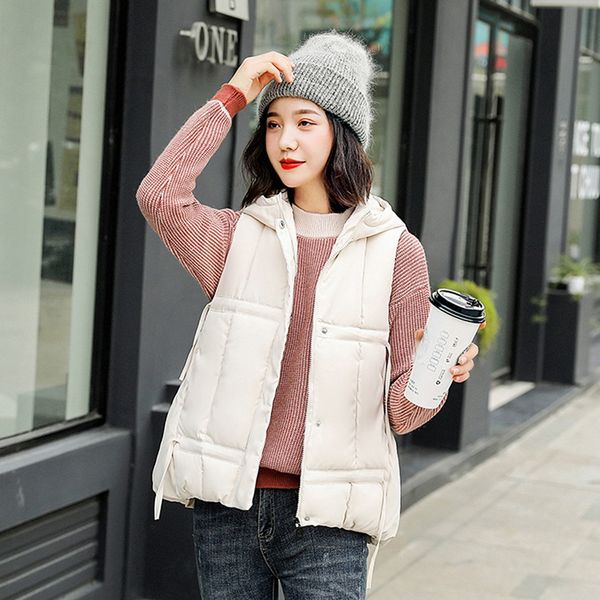 women cotton-padded jackets fashion outerwear sleeveless hooded jackets solid color coats button up collar chamarras de mujer, Black;white
women cotton-padded jackets fashion outerwear sleeveless hooded jackets solid color coats button up collar chamarras de mujer, Black;white