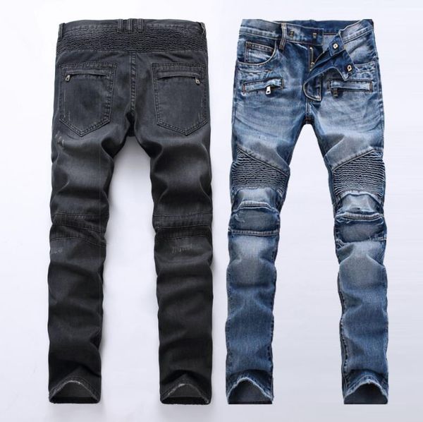 the latest popular jeans in europe and america men's light-colored pleated slim straight zipper decorative motorcycle pants, Blue
the latest popular jeans in europe and america men's light-colored pleated slim straight zipper decorative motorcycle pants, Blue
