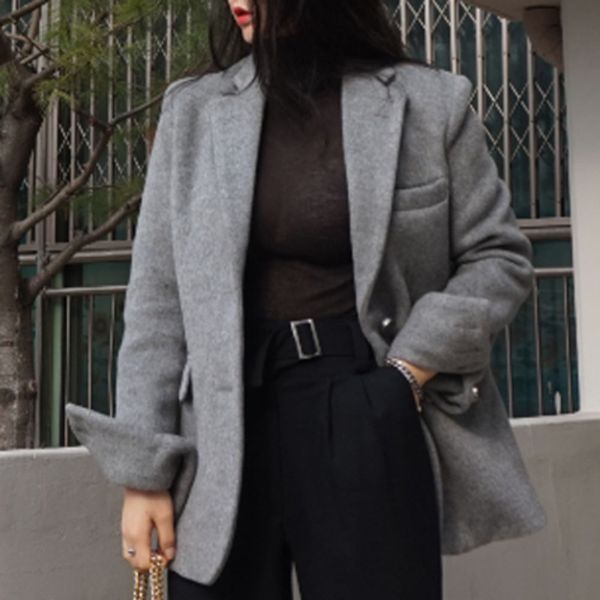 tvvovvin 2019 autumn new casual fashion women loose temperament solid color single-breasted short woolen blazer c543, Black
tvvovvin 2019 autumn new casual fashion women loose temperament solid color single-breasted short woolen blazer c543, Black