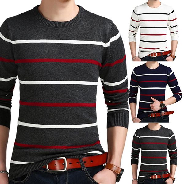 plus size men casual o neck long sleeve stripes pullover slim knitted sweater pair with favorite jeans to get stunning look gift, White;black
plus size men casual o neck long sleeve stripes pullover slim knitted sweater pair with favorite jeans to get stunning look gift, White;black