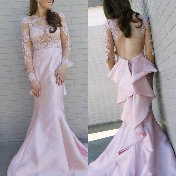 pink long sleeve satin mermaid prom dresses 2019 vintage lace appliqued party dress tiered ruffles back evening gowns wear, Black
pink long sleeve satin mermaid prom dresses 2019 vintage lace appliqued party dress tiered ruffles back evening gowns wear, Black