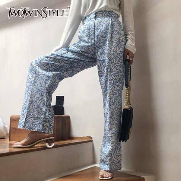 twotwinstyle elegant print full length pants high waist hit color casual wide leg pant female fashion 2020 summer clothes tide, Black;white
twotwinstyle elegant print full length pants high waist hit color casual wide leg pant female fashion 2020 summer clothes tide, Black;white