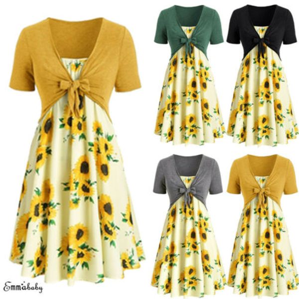 women sunflower short mini dress party evening summer printed loose casual fashion comfortable cool beach holiday sun dress, Black;gray
women sunflower short mini dress party evening summer printed loose casual fashion comfortable cool beach holiday sun dress, Black;gray
