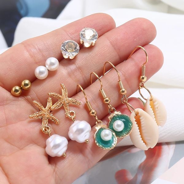 beach earrings set for women sea shell conch hawaii earring summer ear stud and dangle hoop earring set, Silver
beach earrings set for women sea shell conch hawaii earring summer ear stud and dangle hoop earring set, Silver
