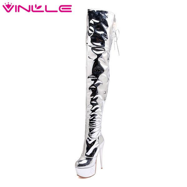 vinlle 2019 winter women shoes over the knee boots thin high heel pu leather silver ladies motorcycle shoes size 34-43, Black
vinlle 2019 winter women shoes over the knee boots thin high heel pu leather silver ladies motorcycle shoes size 34-43, Black