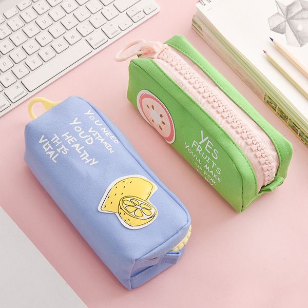 Big zipper Fruit pencil bag Lemon Pineapple Canvas school pencil case Stationery organizer Storage bags for pens Office
Big zipper Fruit pencil bag Lemon Pineapple Canvas school pencil case Stationery organizer Storage bags for pens Office