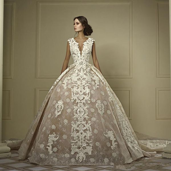 2020 new ball gown wedding dresses beading crystal sheer v neck plus size lace appliqued bridal gowns wedding dress, White
2020 new ball gown wedding dresses beading crystal sheer v neck plus size lace appliqued bridal gowns wedding dress, White