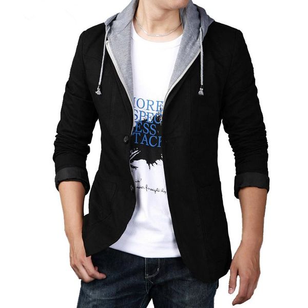 large size mens suit jacket fashion hooded casual jacket slim classic suit mens fake two-piece suit, White;black
large size mens suit jacket fashion hooded casual jacket slim classic suit mens fake two-piece suit, White;black