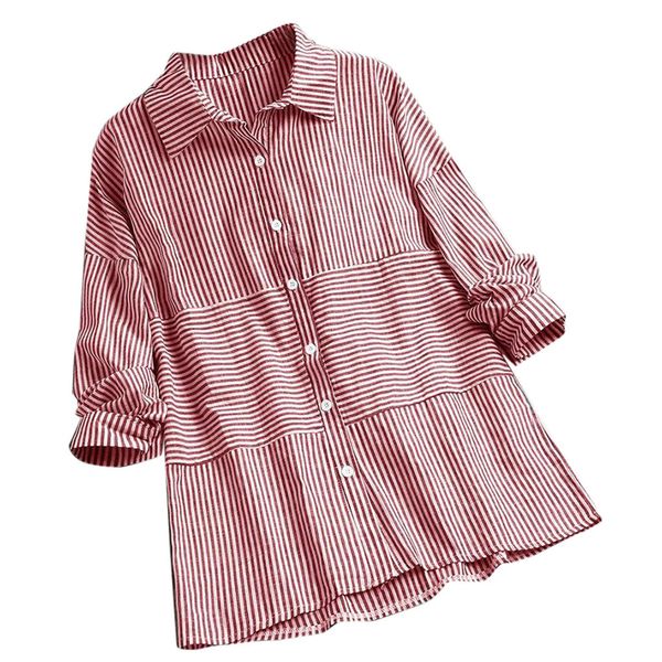 new design summer plus size striped full women casual striped lapel button long sleeve shirt blouse, White
new design summer plus size striped full women casual striped lapel button long sleeve shirt blouse, White