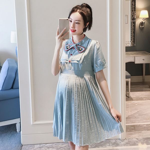 maternity dress summer striped bow knot decoration short sleeve easy matching loose stylish dress for pregnant women mom, White
maternity dress summer striped bow knot decoration short sleeve easy matching loose stylish dress for pregnant women mom, White