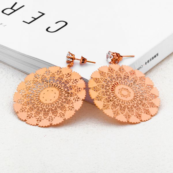 european hyperbole geometric round stud earrings for women girls rose gold color titanium steel hollow pattern earrings jewelry, Golden;silver
european hyperbole geometric round stud earrings for women girls rose gold color titanium steel hollow pattern earrings jewelry, Golden;silver