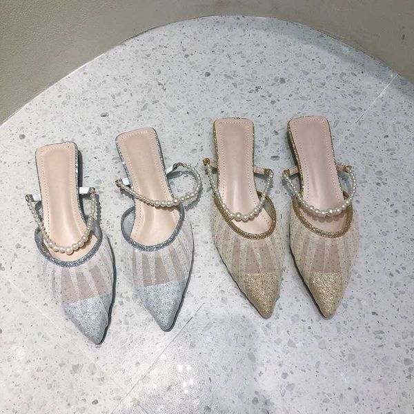 women slippers elegant mules shoes pointed toe pearl bead slip on flats air mesh slides fashion slippers gold/silver flip flops, Black
women slippers elegant mules shoes pointed toe pearl bead slip on flats air mesh slides fashion slippers gold/silver flip flops, Black
