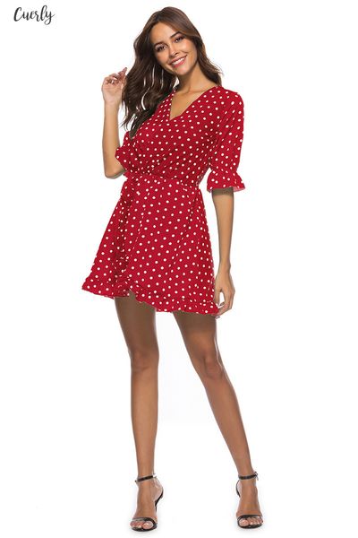 blue red polka dot summer dress v neck wrap dress slim waist elegant boho ruffle short dress vestidos, Black;gray
blue red polka dot summer dress v neck wrap dress slim waist elegant boho ruffle short dress vestidos, Black;gray