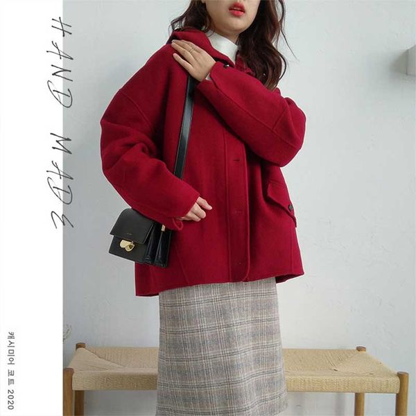 women's wool & blends spring winter hand made two-sided 100% coat solid cashmere big pocket, Black
women's wool & blends spring winter hand made two-sided 100% coat solid cashmere big pocket, Black