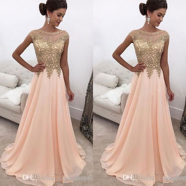 new arabic peach jewel neck long prom dresses illusion gold lace appliques cap sleeves a line chiffon formal party evening dresses wear, Black
new arabic peach jewel neck long prom dresses illusion gold lace appliques cap sleeves a line chiffon formal party evening dresses wear, Black