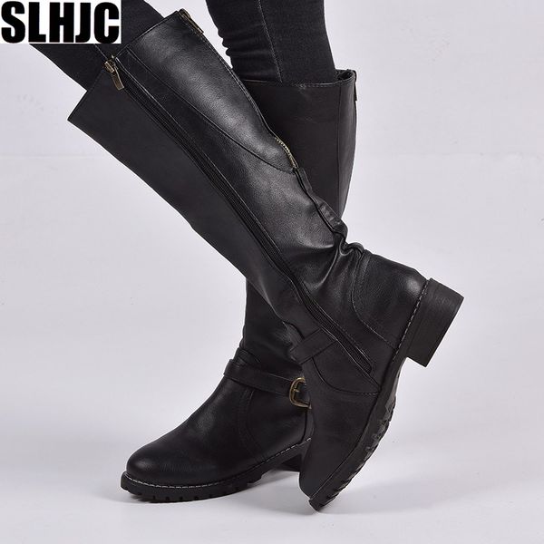 slhjc spring autumn med heel riding leather boots under knee length long pumps boot women plus size square heel shoes, Black
slhjc spring autumn med heel riding leather boots under knee length long pumps boot women plus size square heel shoes, Black