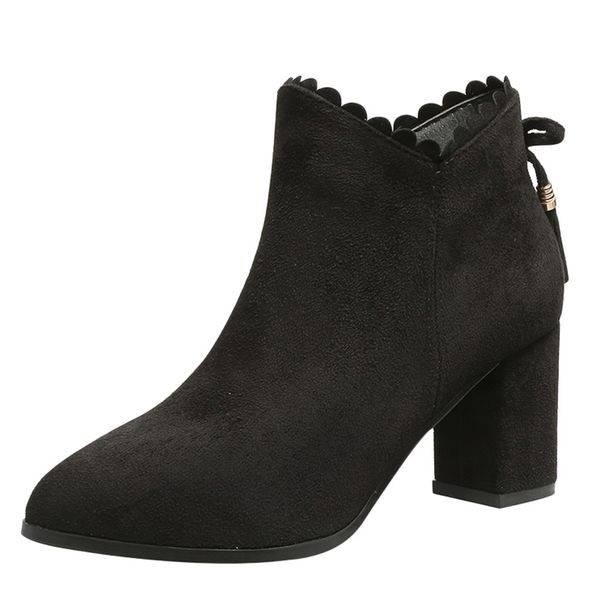 womens suede ankle boots for women flock pointed square root short tassel boots side zipper high heeled shoe woman winter, Black
womens suede ankle boots for women flock pointed square root short tassel boots side zipper high heeled shoe woman winter, Black