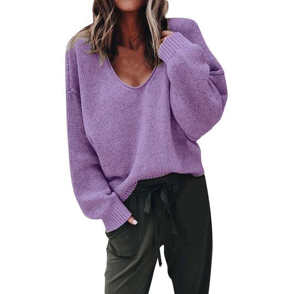 fashion autumn winter women's pullover deep v-neck long sleeve solid color sweater blouse solid oversized sweater, White;black
fashion autumn winter women's pullover deep v-neck long sleeve solid color sweater blouse solid oversized sweater, White;black