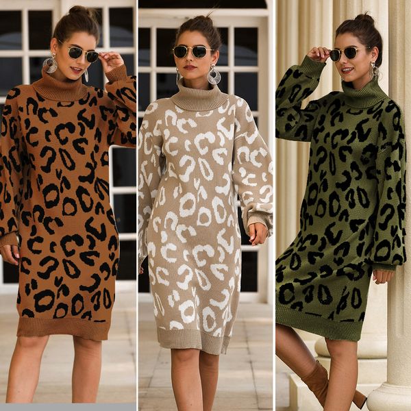 long sleeve knit pullover turtleneck autumn winter woman sweater european style leopard woman long sweater, White;black
long sleeve knit pullover turtleneck autumn winter woman sweater european style leopard woman long sweater, White;black