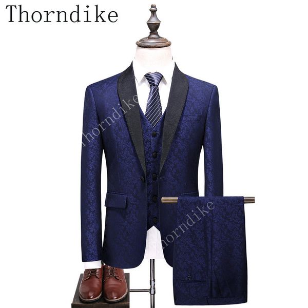 thorndike 2018 new wedding suits for men slim fit blue jacquard tuxedo jacket+pants+vest fashion young men suits, White;black
thorndike 2018 new wedding suits for men slim fit blue jacquard tuxedo jacket+pants+vest fashion young men suits, White;black