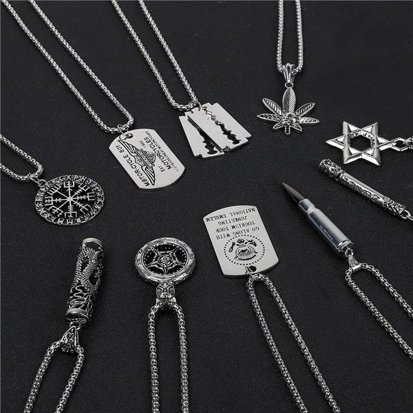 personality stainless steel necklace for men maple leaf wolf tooth hexagram pendant necklace hip hop rap jewelry, Silver
personality stainless steel necklace for men maple leaf wolf tooth hexagram pendant necklace hip hop rap jewelry, Silver