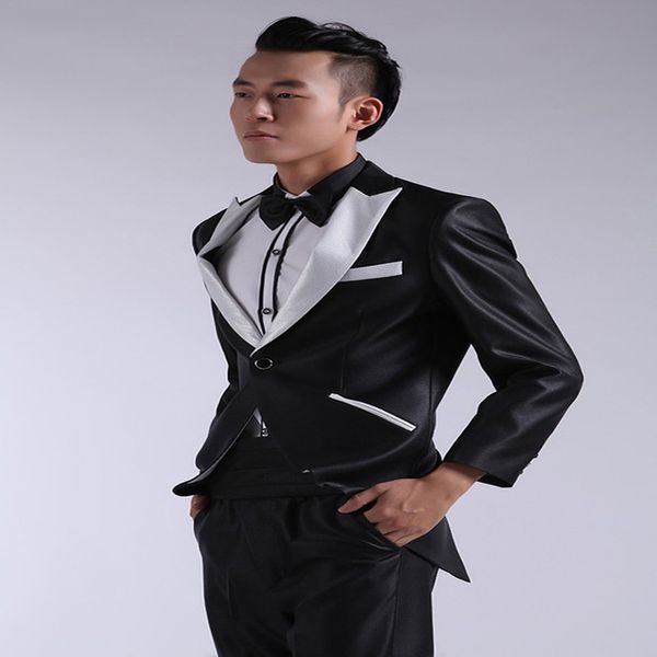 2019 black and white handsome and generous man suits two pieces, White;black