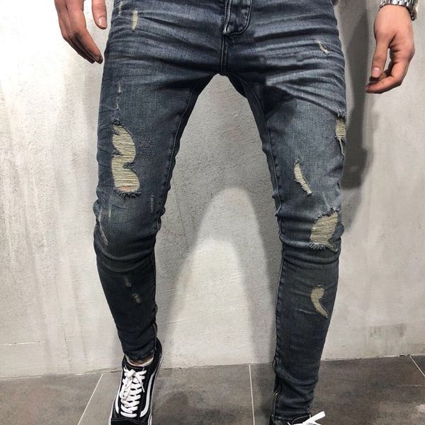 men pencil skinny ripped destroyed stretch slim jeans fit hip hop holes fashion pants, Blue
men pencil skinny ripped destroyed stretch slim jeans fit hip hop holes fashion pants, Blue