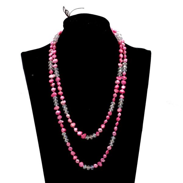 long pink potatoes pearls and white crystal beads necklace 60 inches natural freshwater pearls necklace diy pearl jewelry pbn68, Silver
long pink potatoes pearls and white crystal beads necklace 60 inches natural freshwater pearls necklace diy pearl jewelry pbn68, Silver