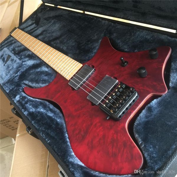 brass saddle bridge flamed maple red headless electric guitar guitarra body single binding all color available
brass saddle bridge flamed maple red headless electric guitar guitarra body single binding all color available