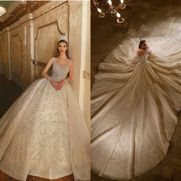 2020 illusion ball gown wedding dresses jewel long sleeves appliqued beaded sequins wedding dress bridal gowns custom made bridal dress, White
2020 illusion ball gown wedding dresses jewel long sleeves appliqued beaded sequins wedding dress bridal gowns custom made bridal dress, White