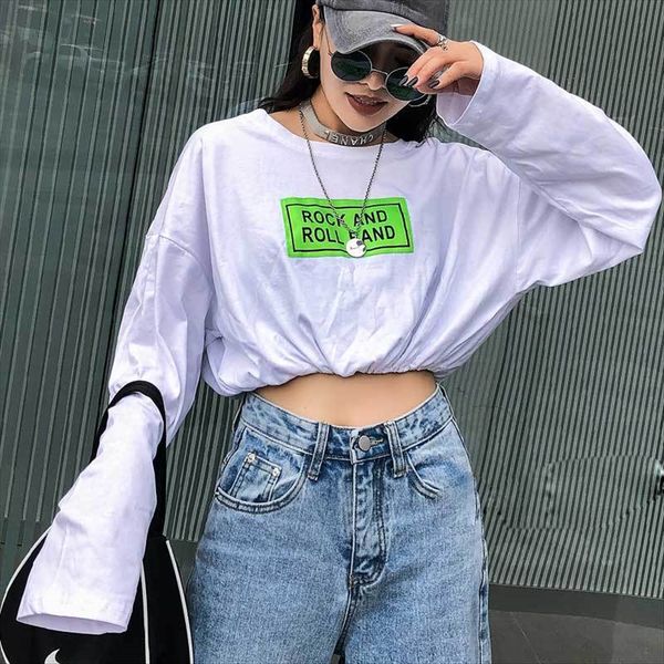 women's shor avant-garde waist exposed navel versatile long sleeve t-shirt women's loose slim fashion, White
women's shor avant-garde waist exposed navel versatile long sleeve t-shirt women's loose slim fashion, White